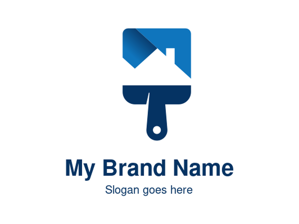 Blue Paint Brush Logo for Home Improvement, Painting, and Renovation Services